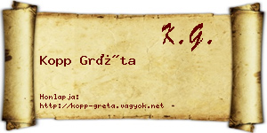 Kopp Gréta névjegykártya